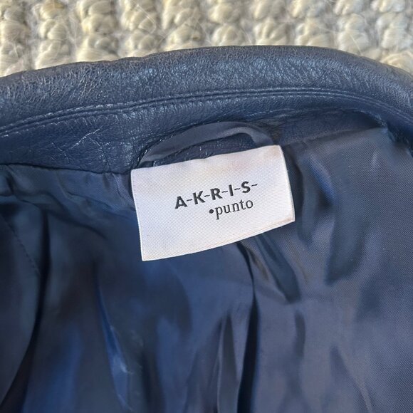 *NEW* Akris Punto Navy Leather Bomber Jacket US 4 - Picture 6 of 14